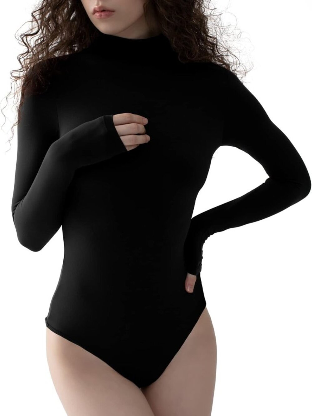 Chic Long Sleeve Mock Turtle Neck Bodysuit - Stylish Going Out Top for Women